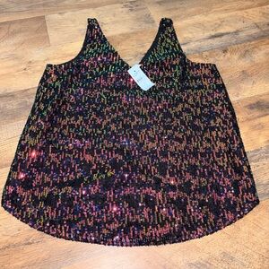 LOFT XS Petite Multicolor Sequin Tank Top NWT Party Holiday Sparkle Camisole
